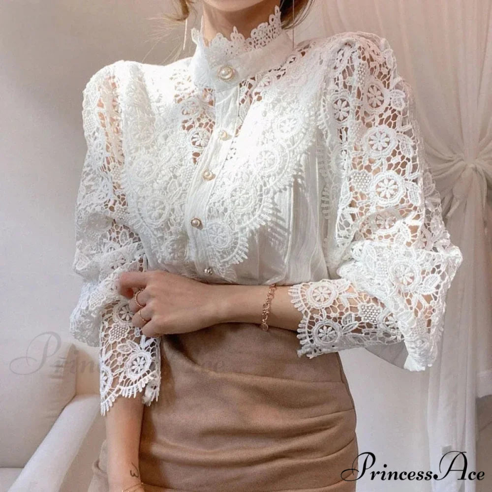 Lace Patchwork Floral Sleeve Blouse