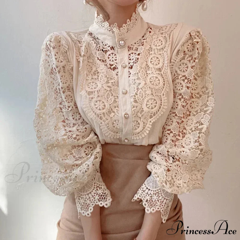 Lace Patchwork Floral Sleeve Blouse