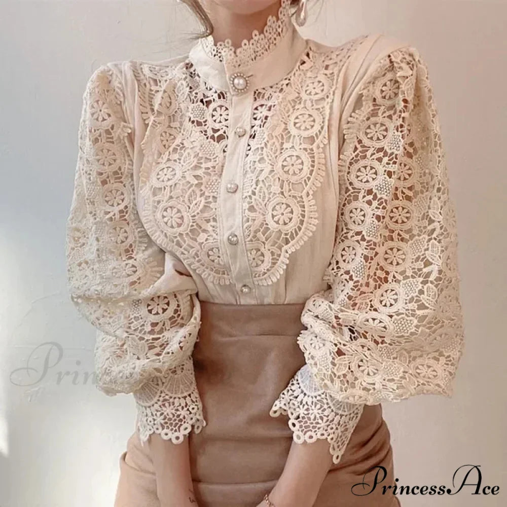Lace Patchwork Floral Sleeve Blouse
