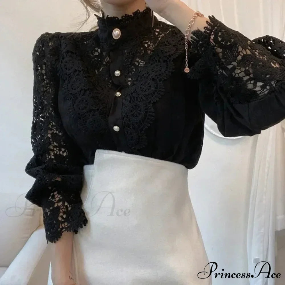 Lace Patchwork Floral Sleeve Blouse