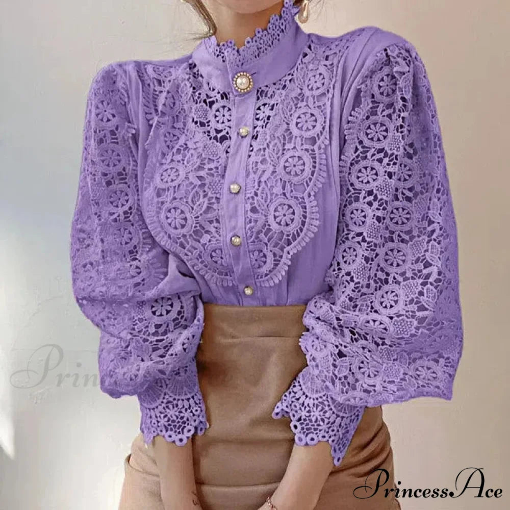 Lace Patchwork Floral Sleeve Blouse