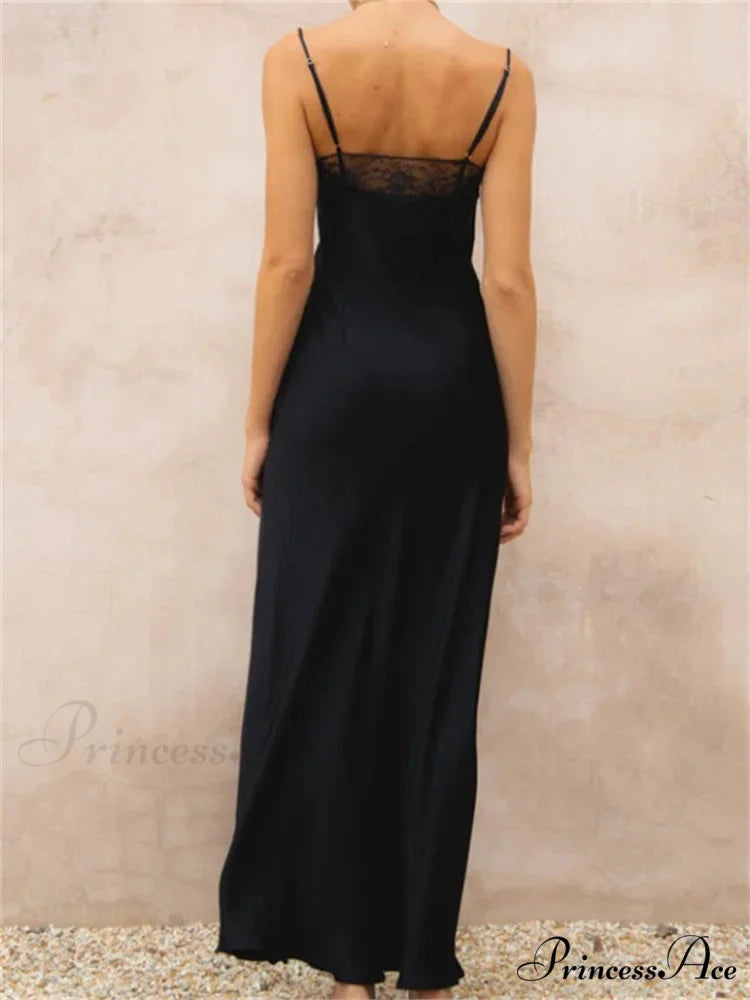 Lace Patchwork for Women Square Neck Sleeveless Strap Black Summer Party Female Vestidos Clubwear