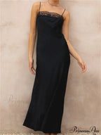 Lace Patchwork for Women Square Neck Sleeveless Strap Black Summer Party Female Vestidos Clubwear