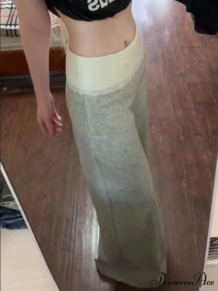 Lace Patchwork Fundamental Flare Women Pants