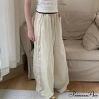 Lace Patchwork Ivory Wide Leg Trousers