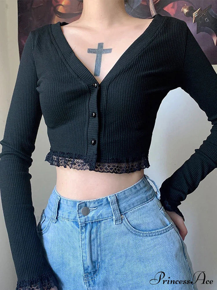 Lace Patchwork Knitted Cardigan