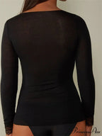 Lace Patchwork Long Sleeve V-neck Casual T-shirts