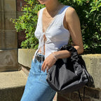 Lace Patchwork Ribbon Crop Top