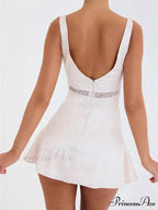 Lace Patchwork See Through Vintage A - Line Mini Dress