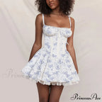 Lace Patchwork Suspend Tie-Up Flower Bodycon Flower Dress