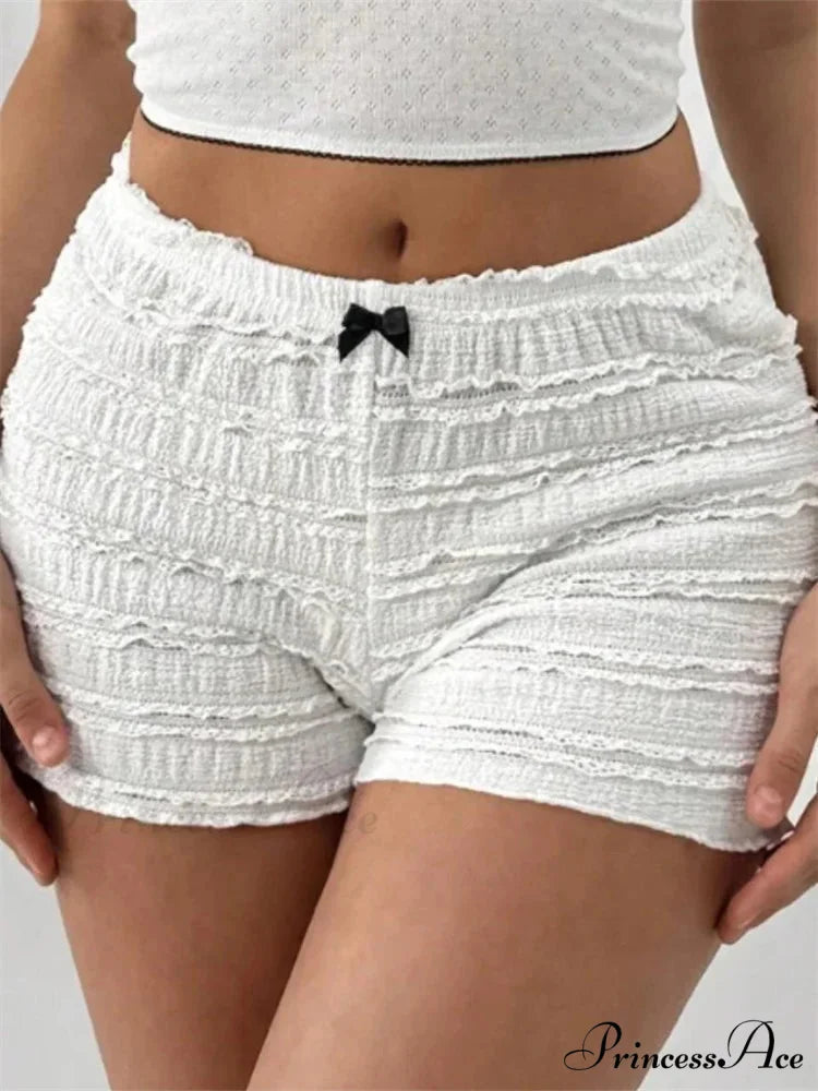 Lace Ribbon Patchwork Elastic Short