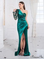 Lace Sequined Satin Party Dress