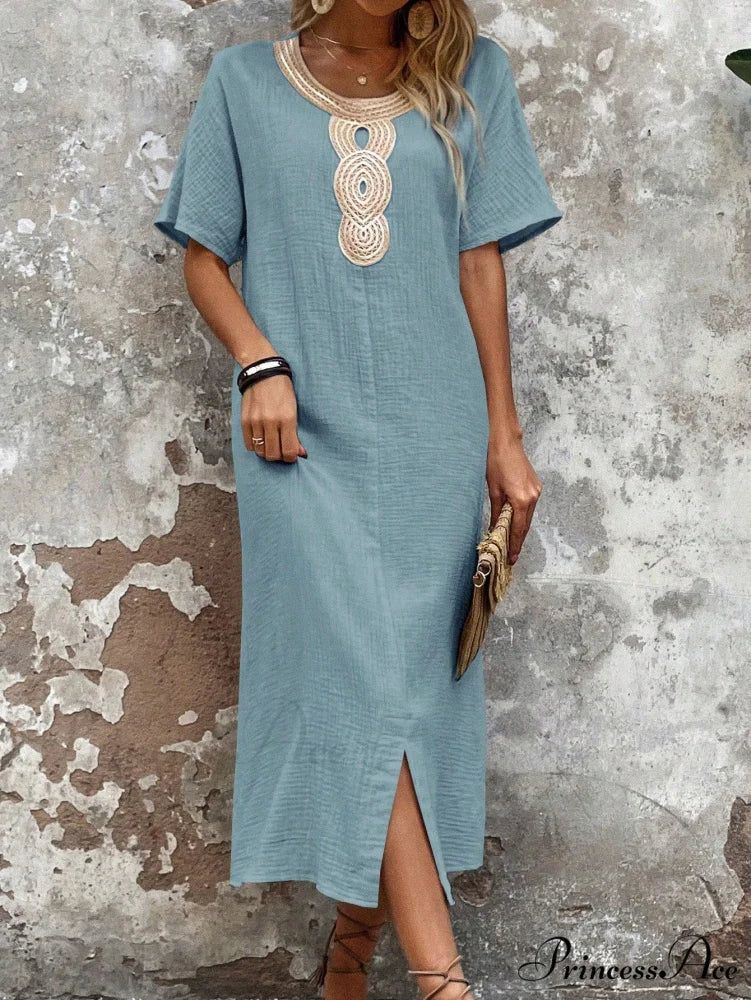 Lace Split Hem Tunic Dress