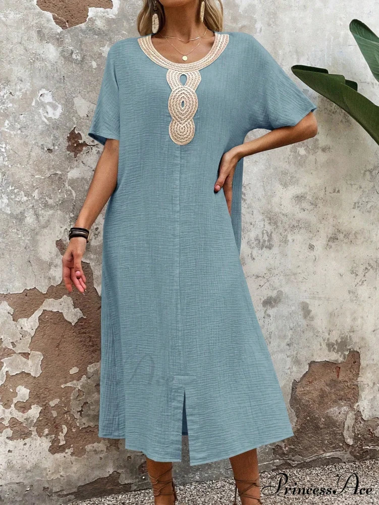 Lace Split Hem Tunic Dress