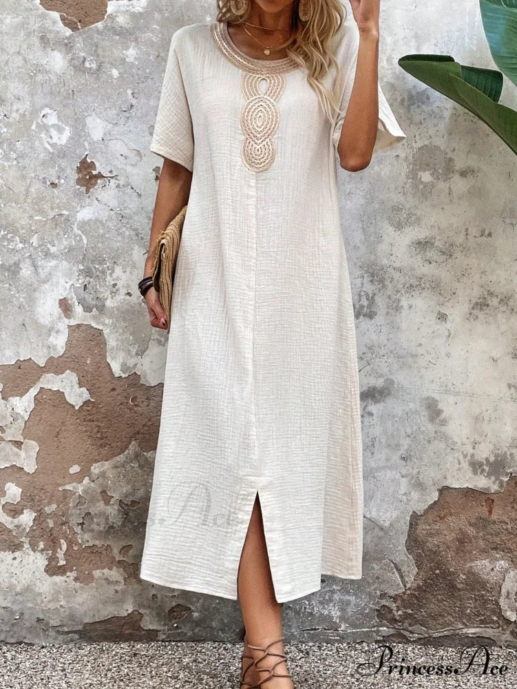 Lace Split Hem Tunic Dress