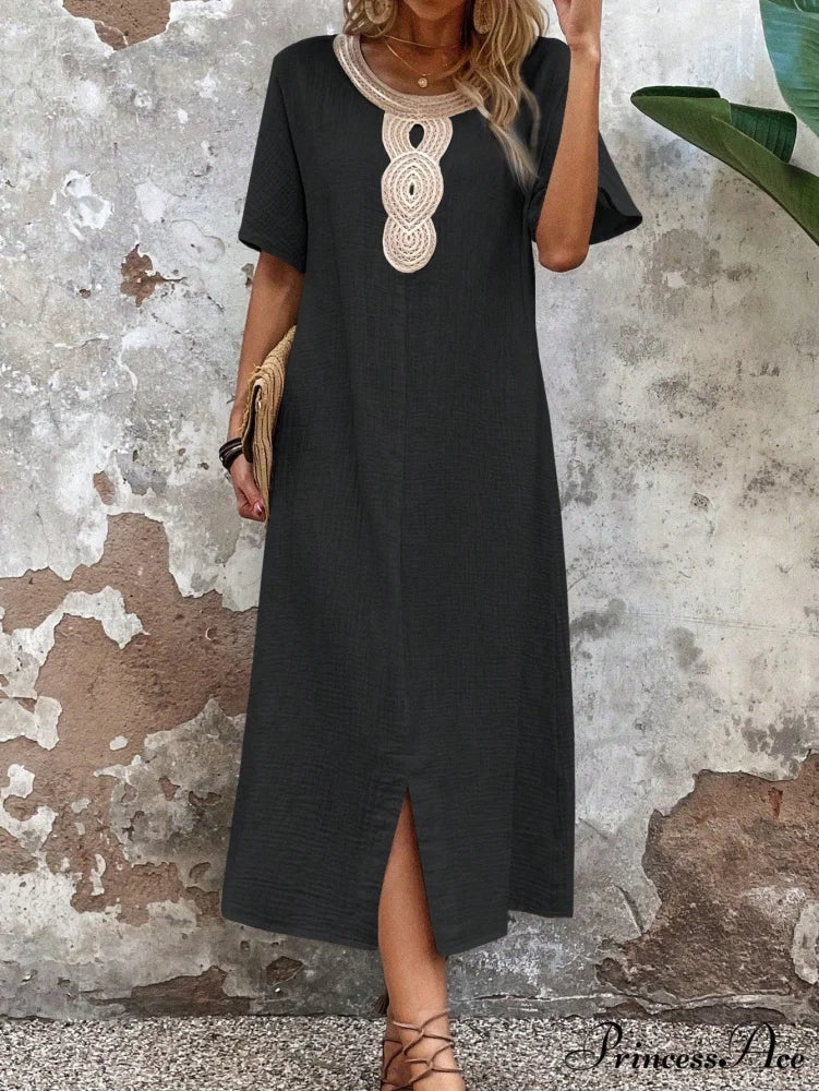 Lace Split Hem Tunic Dress