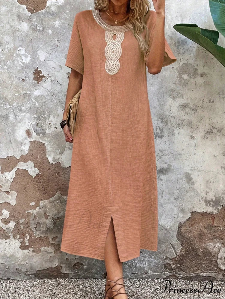 Lace Split Hem Tunic Dress