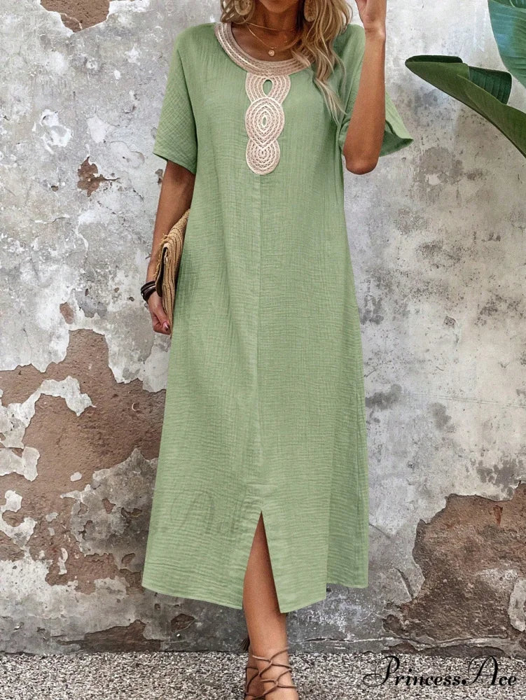 Lace Split Hem Tunic Dress