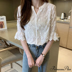 Lace Summer Cotton White Blouse