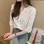 Lace Summer Cotton White Blouse