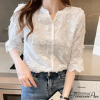 Lace Summer Cotton White Blouse