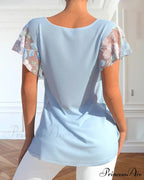 Lace T-Shirt with Flowered Print