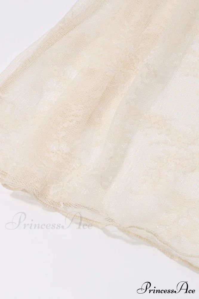 Lace Tie-up Flares Sleeve Midi Dress