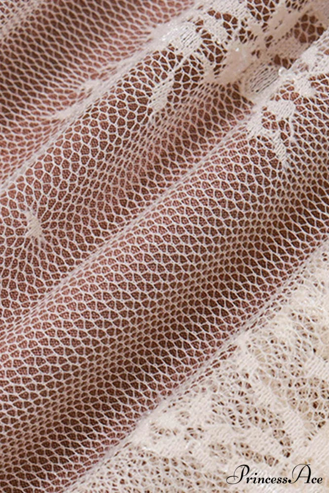 Lace Tie-up Flares Sleeve Midi Dress