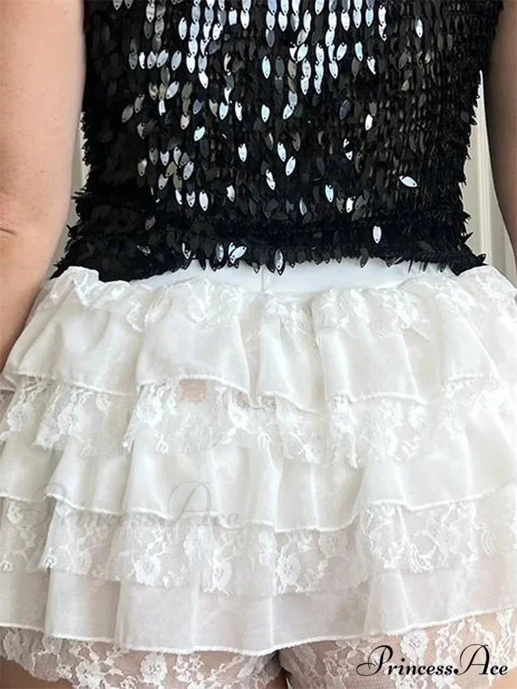 Lace Tiered Bow Bloomer Short