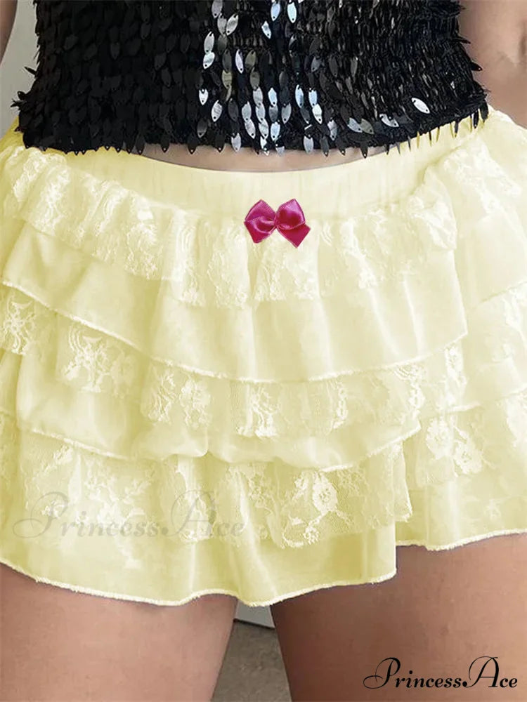 Lace Tiered Bow Bloomer Short