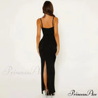 Lace Trim Backless Maxi Party Dress