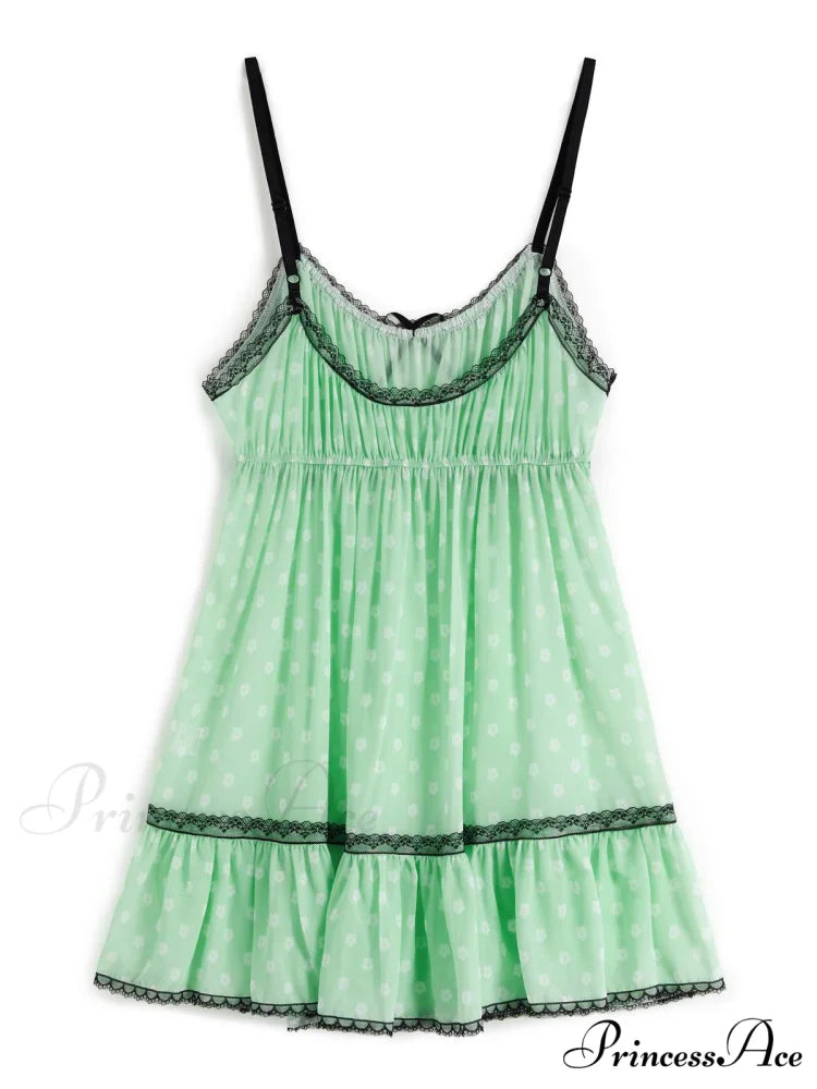 Lace Trim Graceful Floral Mini Dress