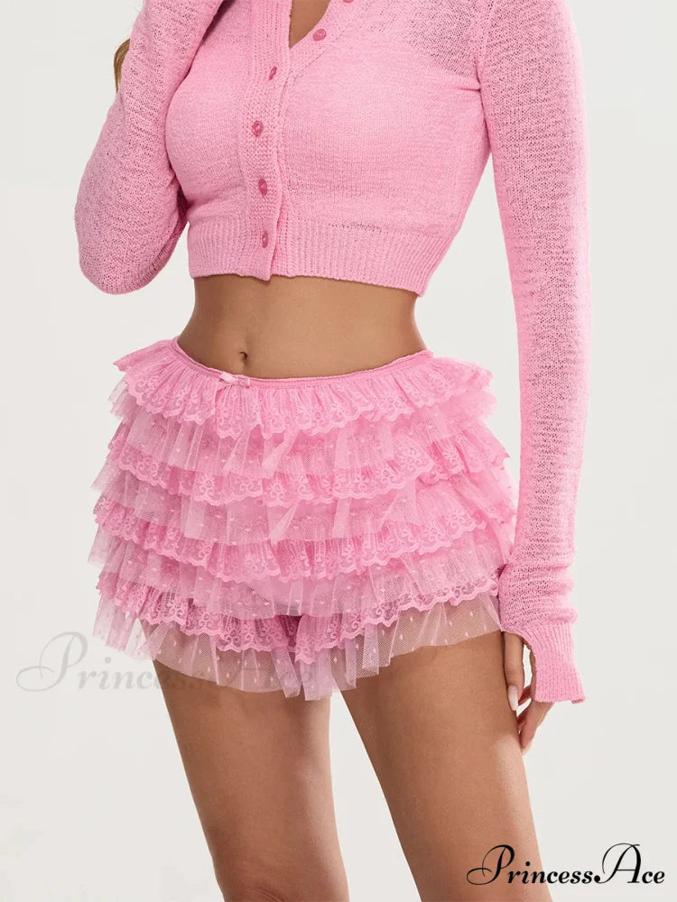 Lace Trim Various-Layer Bloomer Short
