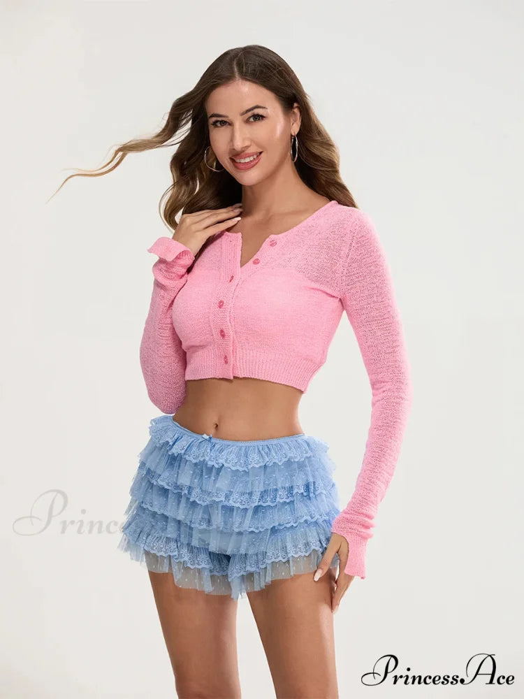 Lace Trim Various-Layer Bloomer Short