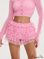 Lace Trim Various-Layer Bloomer Short