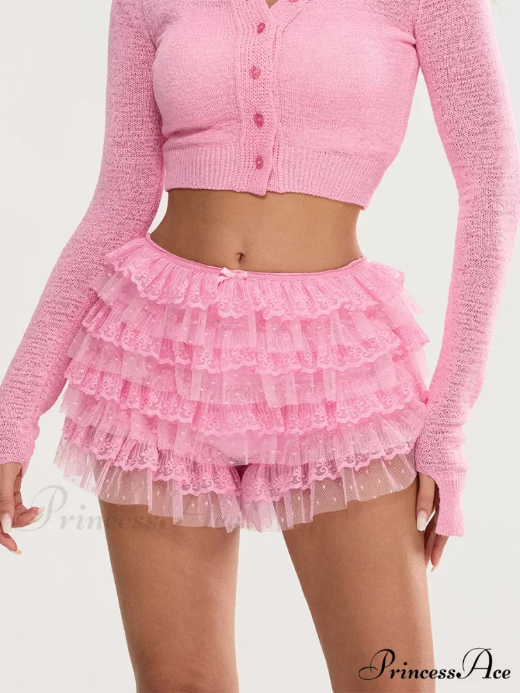 Lace Trim Various-Layer Bloomer Short