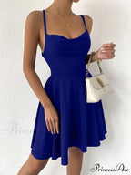 Lace Up Backless Cami Dress