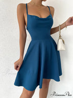 Lace Up Backless Cami Dress