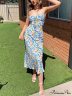 Lace Up Floral Trendy Green Mini Dress