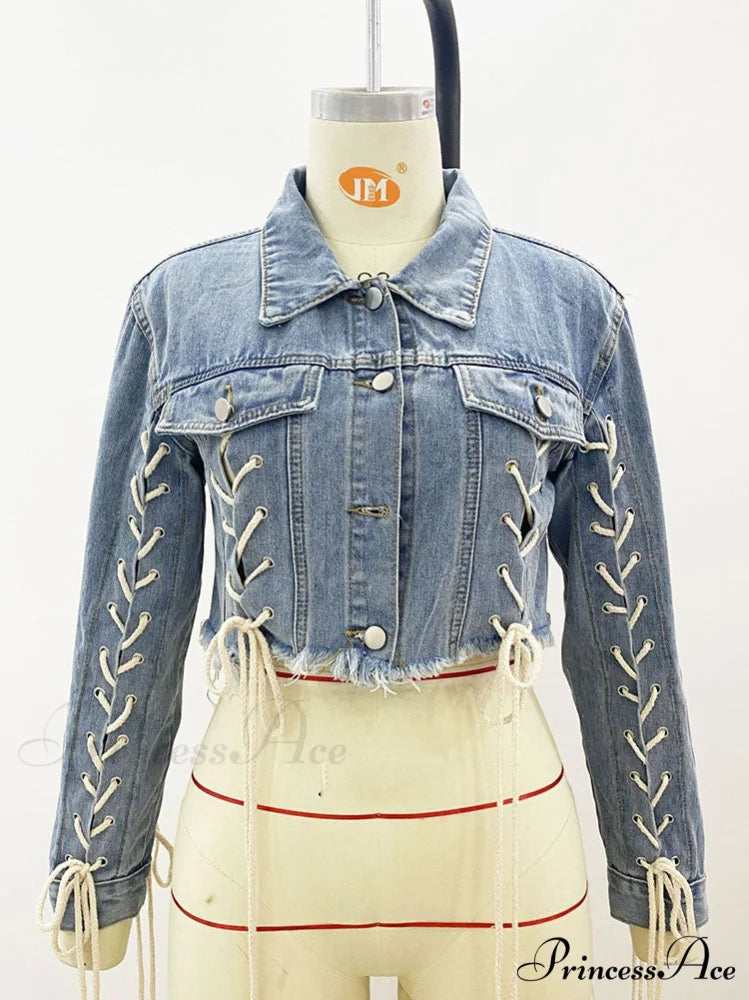 Lace Up Graceful Cutout Skinny Jeans