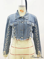 Lace Up Graceful Cutout Skinny Jeans