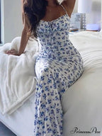 Lace Up Graceful Floral Maxi Dress