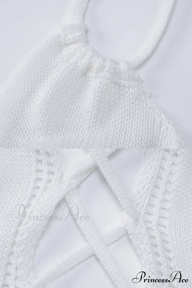 Lace Up Hollow Out Knitted Dress