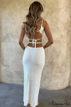 Lace Up Hollow Out Knitted Dress