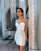 Lace-Up Red Mini Bandage Party Dress