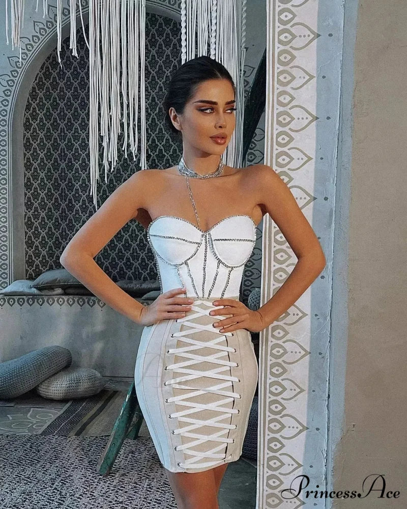 Lace-Up Red Mini Bandage Party Dress