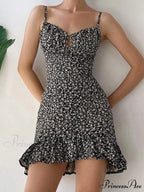 Lace Up Ruffle Trendy Corset Mini Dress