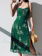 Floral Lace-Up Slit Maxi Dress