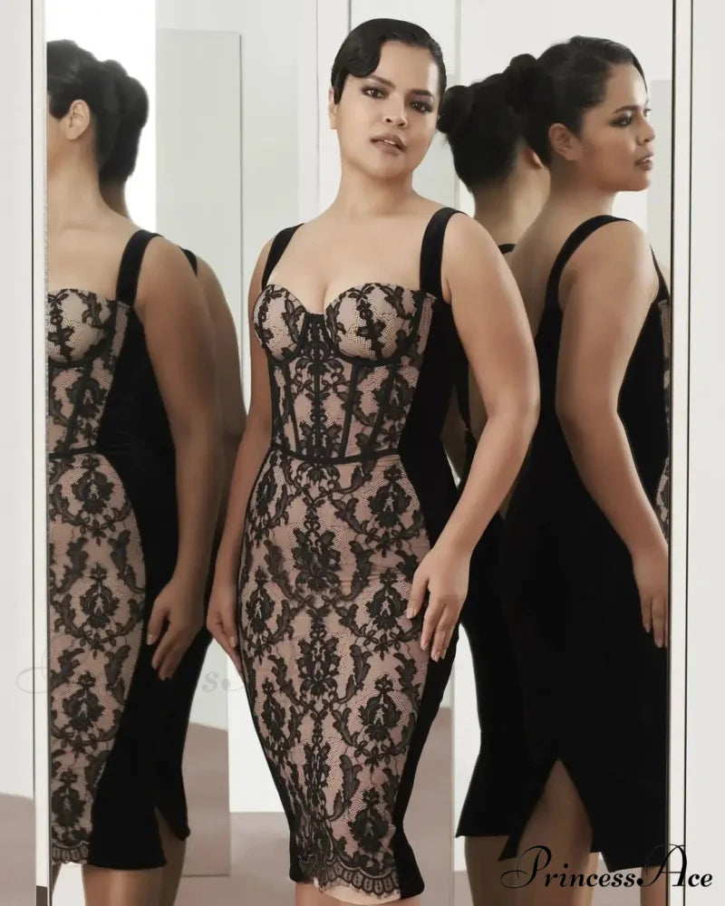 Lace-Up Strapless Party Dress