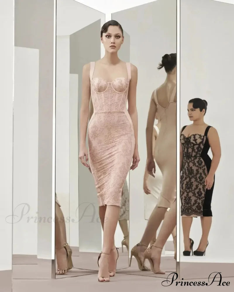 Lace-Up Strapless Party Dress